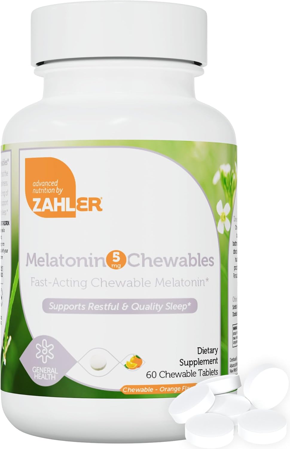 Zahler Melatonin 5Mg Tablets - Fast-Acting Chewable Melatonin 5 Mg Tablets - Delicious Orange Flavor - Supports Restful And Quality Sleep - Kosher Non Gmo Made In Usa Dietary Supplement, 60 Count