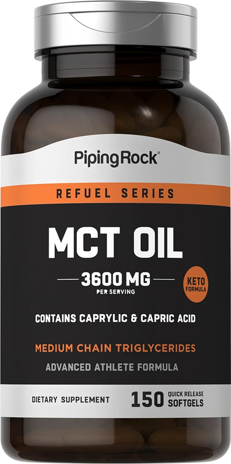 Piping Rock MCT Oil Capsules 3600mg | 150 Softgels | Keto-Approved | Non-GMO, Gluten Free Supplement