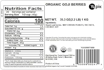 Yupik Organic Dried Goji Berries, 2.2lb, Non-GMO, Vegan, Gluten-Free