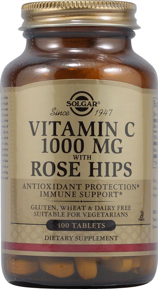 Solgar Vitamin C 1000 Mg With Rose Hips - 100 Tablets, Pack Of 2 - Antioxidant & Immune Support - Non-Gmo, Vegan, Gluten Free, Dairy Free, Kosher - 200 Total Servings