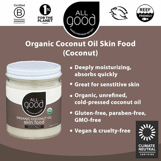 All Good Organic Coconut Oil Skin Food - Natural Moisturizing Skin Care - Non Gmo - Vegan (Coconut)