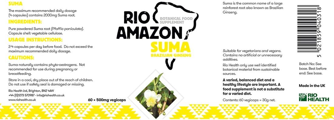 Suma (Brazilian Ginseng/Pfaffia) 500Mg 60 Vcaps