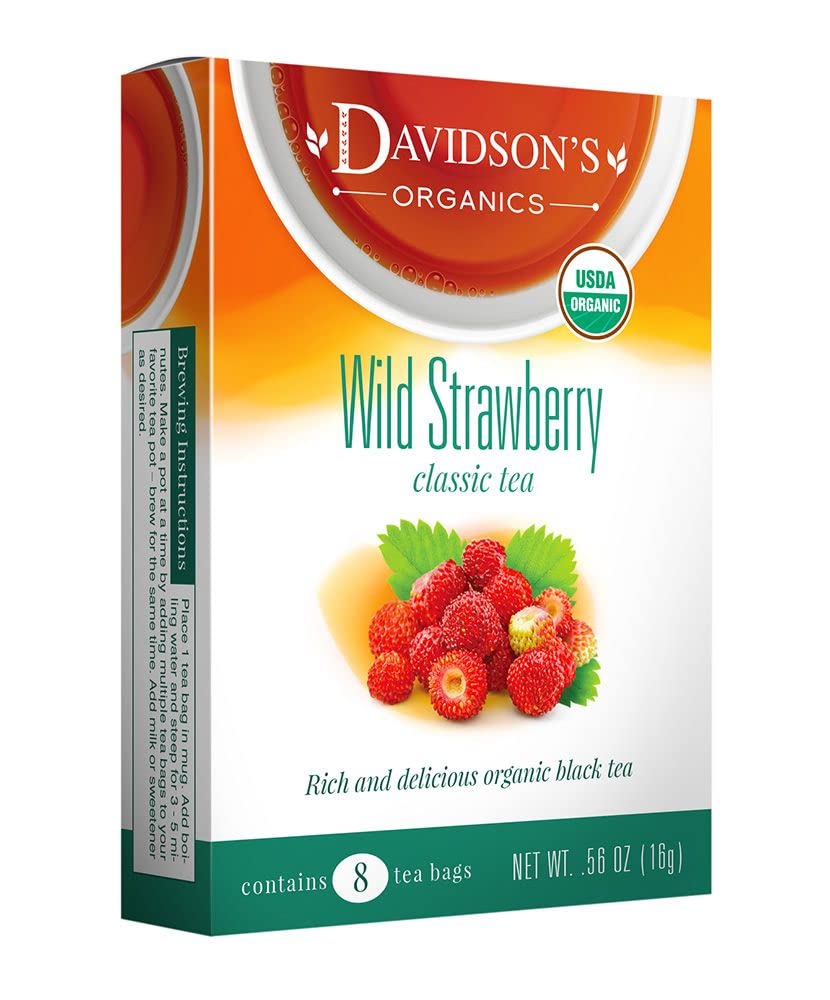 Davidson'S Organics, Wild Strawberry, 8-Count Tea Bags, Pack Of 12