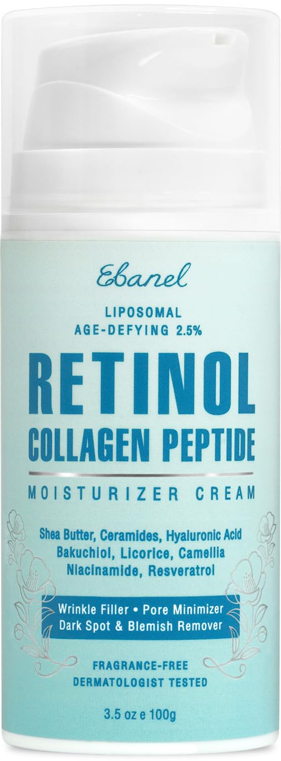 Ebanel 2.5% Retinol Face Moisturizer Cream With Collagen Peptides, Vitamin C, Hyaluronic Acid, Niacinamide, Anti Aging Wrinkle Night Cream, Brightening Neck Firming Cream For Face