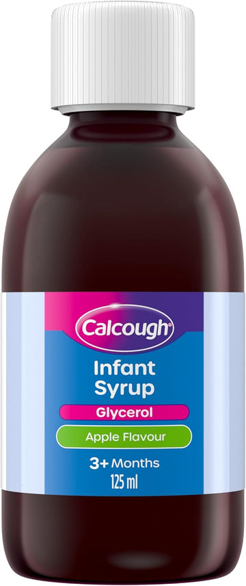 Calcough Infant Syrup Apple Flavour 3+ Months (1 X 125Ml), Colour And Sugar-Free Cough Syrup For Soothing Relief From Tickly & Dry Cough, Non-Drowsy Cough Medicine For Babies From 3 Months