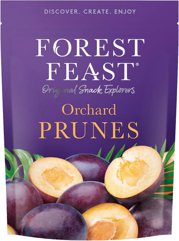 Forest Feast Dried Orchard Prunes 6 X 200G | Naturally Dried Whole Prunes Fruit Snack With No Added Sugar, High In Fibre & Low Fat | Snacking, Baking Or Cooking