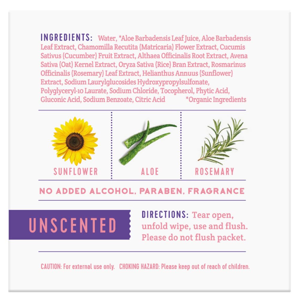 Stall Mates Wipes Feminine Fresh - Flushable | Individually Wrapped Cleansing Travel Friendly Ph Balanced Unscented With Sunflower, Rosemary And Aloe (30 On-The-Go Singles)