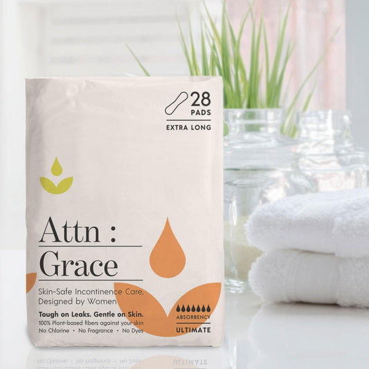 Attn: Grace Ultimate Incontinence Pads For Women (28-Pack) - Discreet High Absorbency Sensitive Skin Protection | Heavy Bladder Leaks Or Postpartum | 100% Breathable & Plant-Based