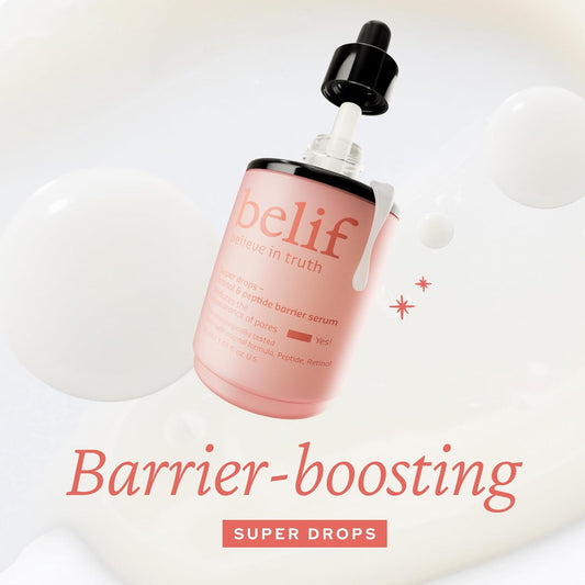 Belif Super Drops Retinol & Peptide Barrier Serum | Firming Anti-Aging Serum For Boosting Skin Elasticity, Reducing Pore Appearance & Hydrating With Hyaluronic Acid