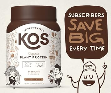 KOS Plant Based Protein Powder, Chocolate USDA Organic - Low Carb Pea Protein Blend, Vegan Superfood with Vitamins & Minerals - Keto, Soy, Dairy Free - Meal Replacement for Women & Men - 15 Servings : Grocery & Gourmet Food