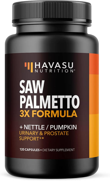 Saw Palmetto Supplement - Potent 3X Formula With Stinging Nettle + Pumpkin Seed Extract - Dht Blocker Urinary Health & Prostate Support Supplement For Mens Health - Saw Palmetto For Men 2 Month Supply