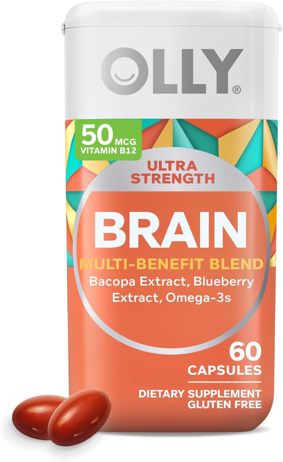 Olly Ultra Strength Brain Softgels, Nootropic, Supports Healthy Brain Function, Memory, Focus And Concentration, Omega-3S, Vitamins B6 And B12, 30 Day Supply - 60 Count