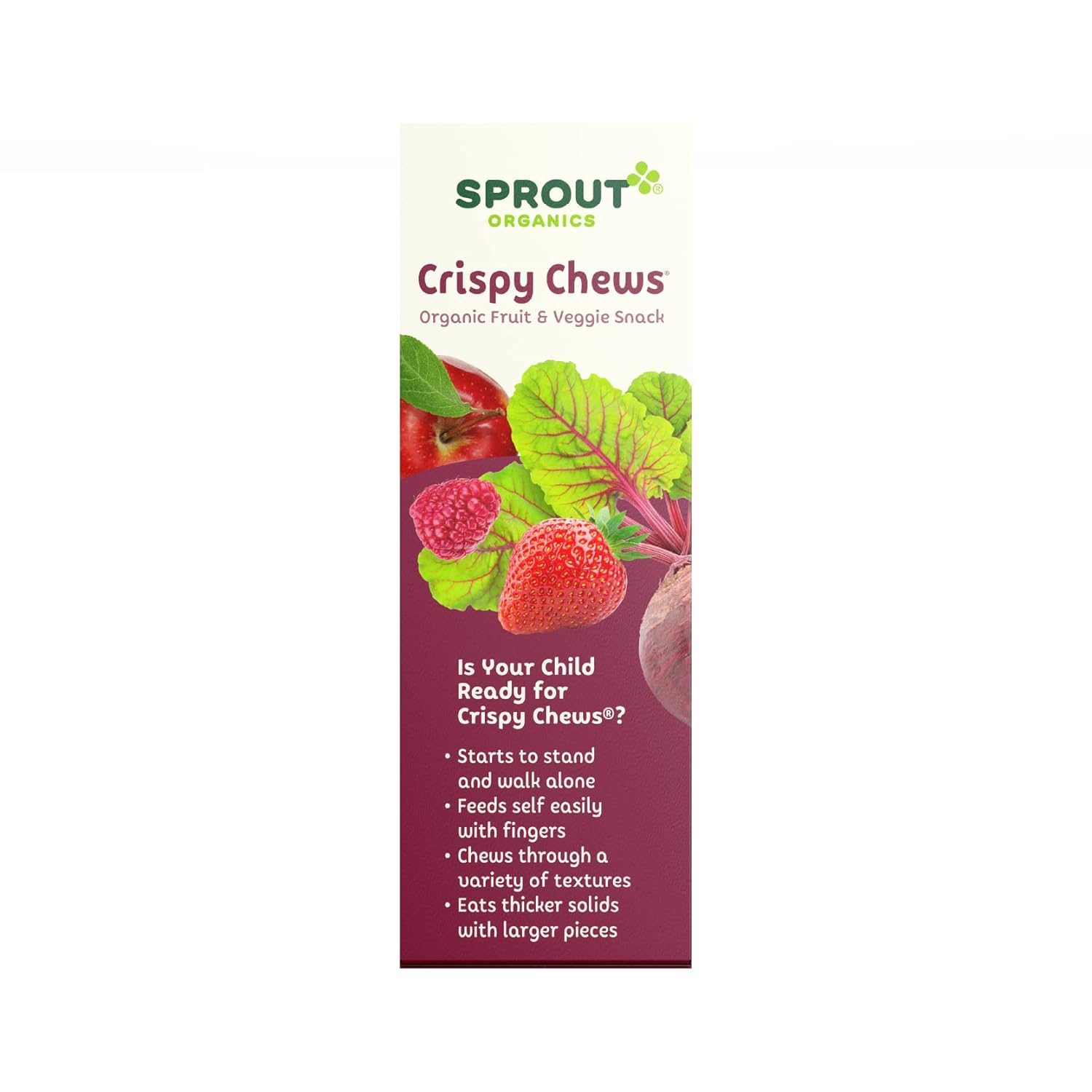 Sprout Organic Toddler Snacks, Crispy Chews, Red Berry & Beet, 3.15 Oz - Pack Of 10