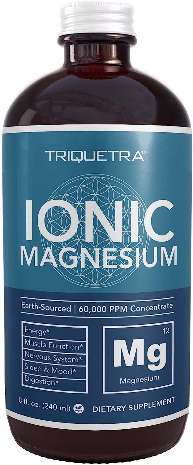 Liquid Magnesium | 8 oz - Ionic Magnesium Chloride, Highest & Fastest Absorption - Calm Mood, Sleep, Muscle Cramps & Spasms, Natural Laxative ? Vegan, USA Made, Glass Bottle (96 Servings)