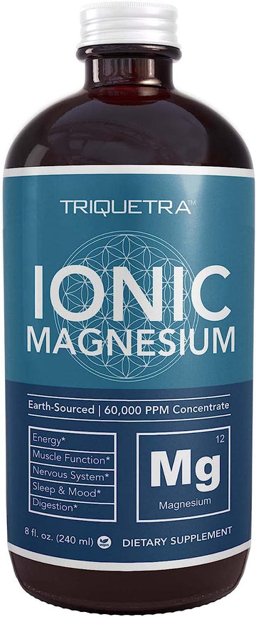 Liquid Magnesium | 8 oz - Ionic Magnesium Chloride, Highest & Fastest Absorption - Calm Mood, Sleep, Muscle Cramps & Spasms, Natural Laxative ? Vegan, USA Made, Glass Bottle (96 Servings)