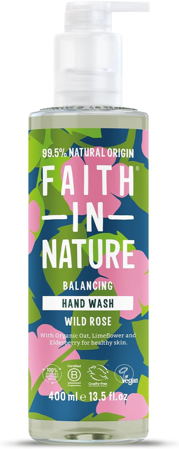 Faith In Nature Natural Wild Rose Liquid Hand Wash, Balancing, Vegan And Cruelty Free, No Sls Or Parabens, 400 Ml