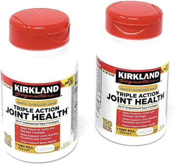 Kirkland Signature Triple Action Joint Health, UC?ll Undenatured Type II Collagen, Boron, Hyaluronic Acid,with Boron,110 Coated Tablets(Pack of 2)