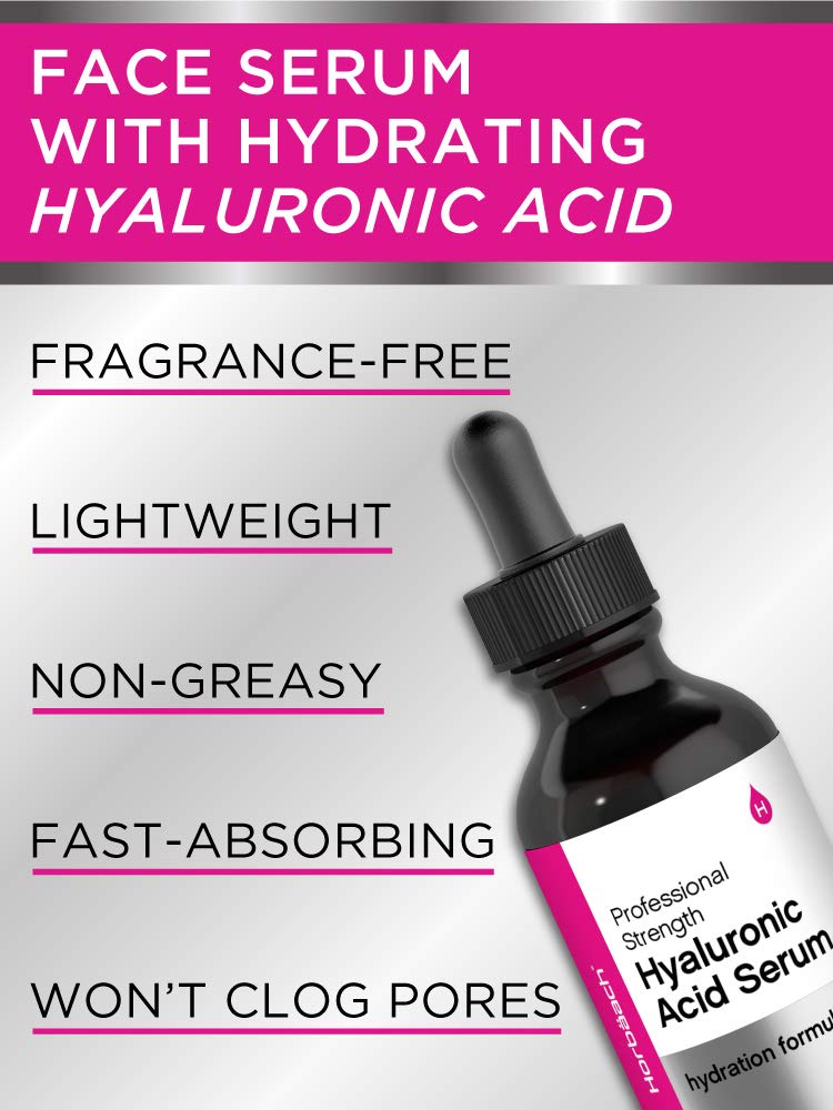 Horbäach Hyaluronic Acid Serum For Face | 2 oz | Paraben & SLS Free Moisturizer : Beauty & Personal Care