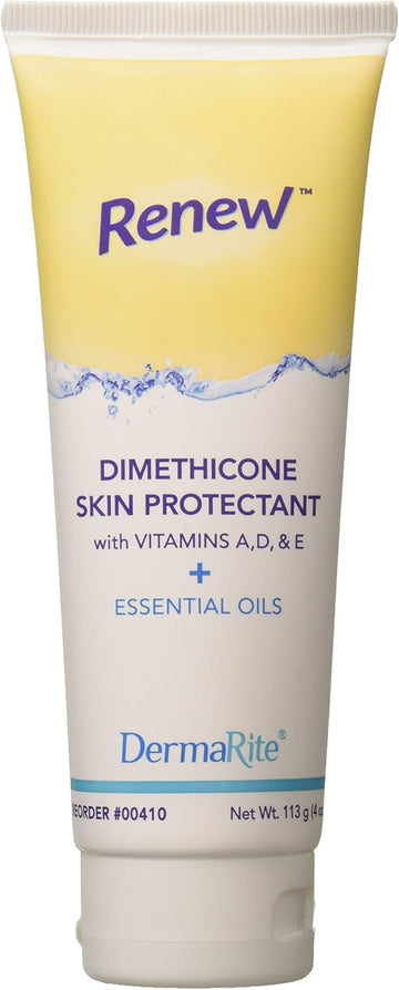 Dermarite'S Renew Dimethicone Skin Protectant - Hydrating Skin Cream With Essential Oils And Vitamin A, D & E - 4 Oz. Tube, 1 Count