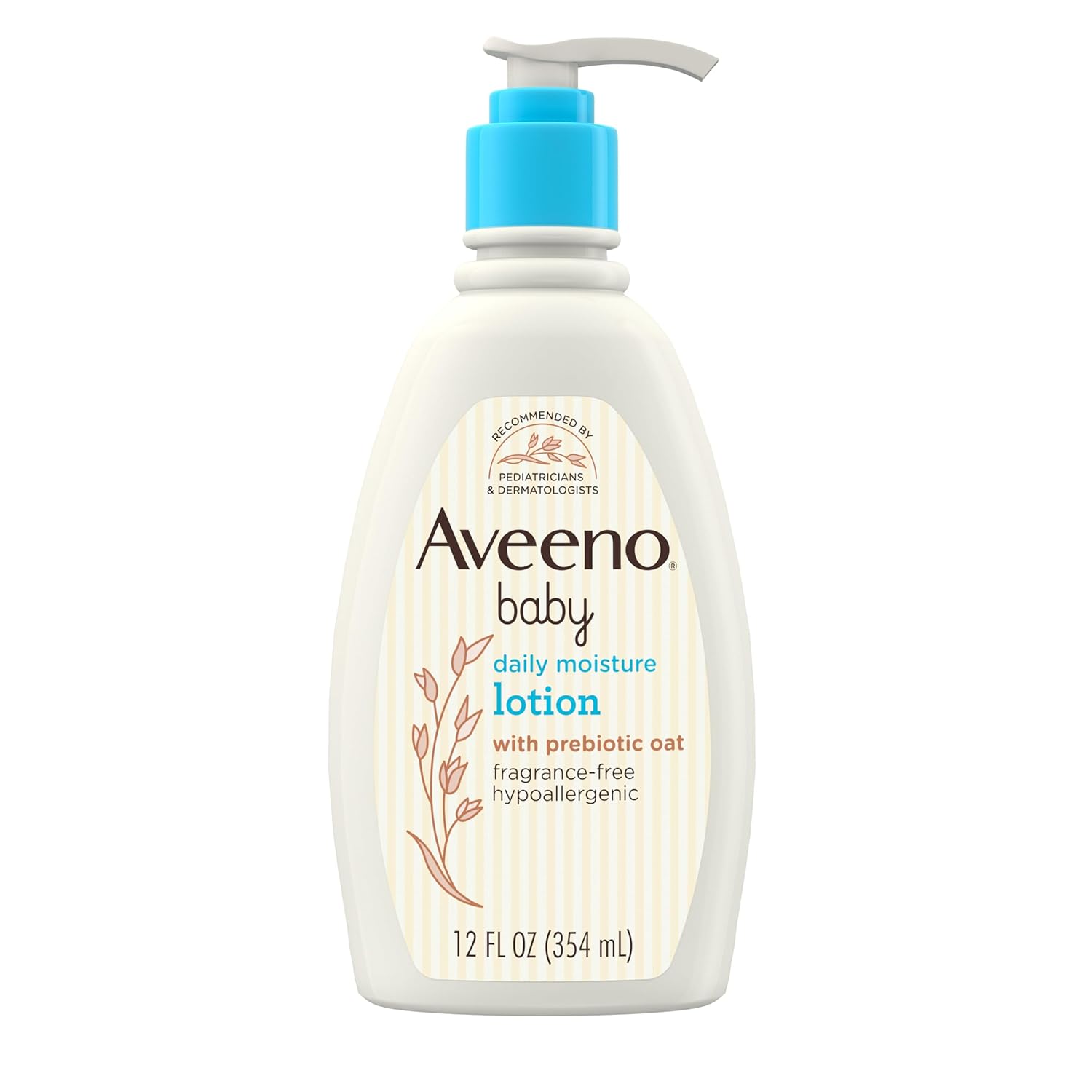 Aveeno Baby Daily Moisture Body Lotion for Delicate Skin, Natural Colloidal Oatmeal & Dimethicone, Hypoallergenic Moisturizing Baby Lotion, Fragrance-, Phthalate- & Paraben-Free, 12 fl. oz