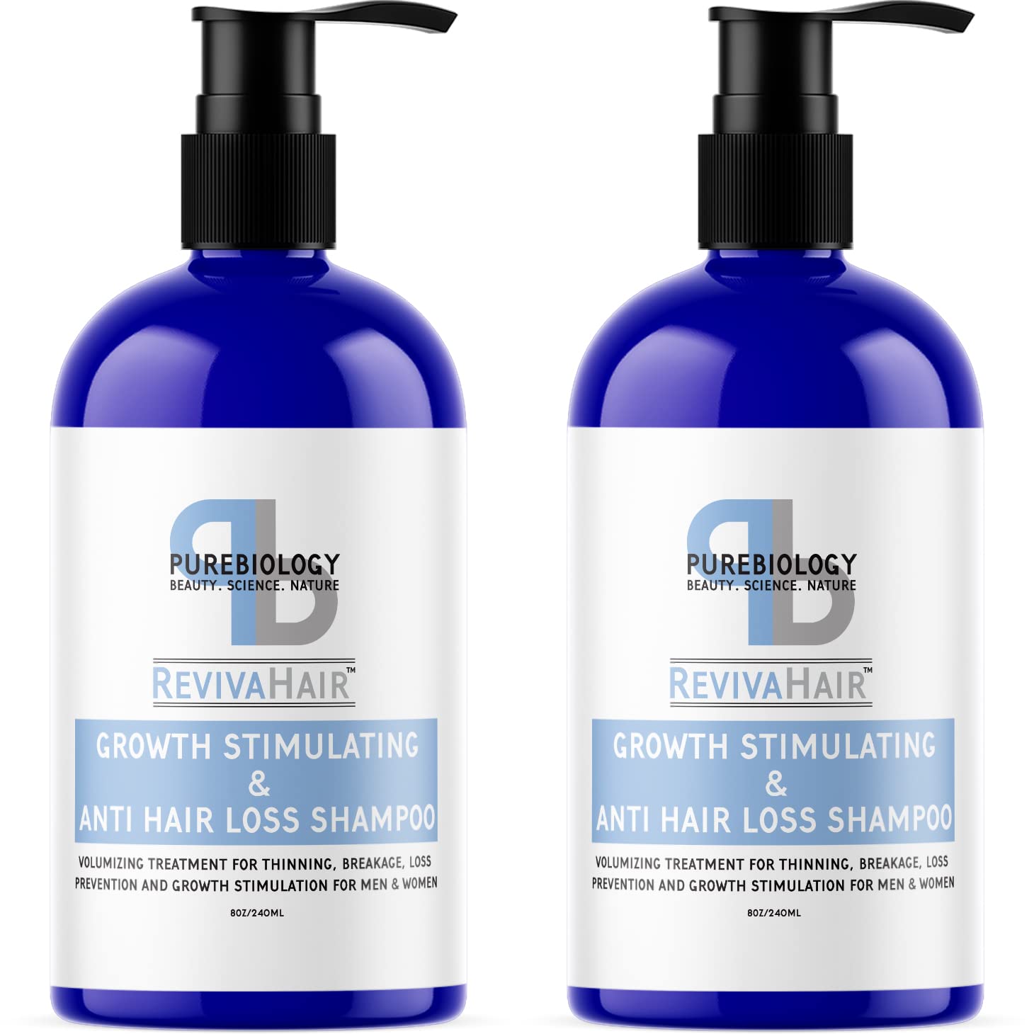 Biotin Shampoo for Thinning Hair Care | RevivaHair Volumizing Shampoo with Procapil Keratin and Rosemary Oil for Hair Treatment | Thinning Hair Shampoo for Men and Women with Vitamin B and E (2 Pack)