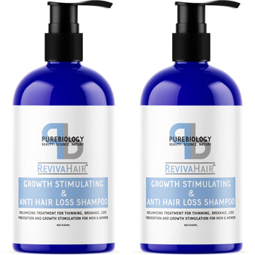 Biotin Shampoo for Thinning Hair Care | RevivaHair Volumizing Shampoo with Procapil Keratin and Rosemary Oil for Hair Treatment | Thinning Hair Shampoo for Men and Women with Vitamin B and E (2 Pack)