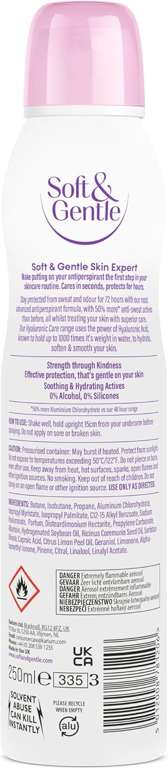 Soft & Gentle Anti-Perspirant Deodorant, Skin Expert Hyaluronic Care, Watermelon Spritz, 72H Protection 250Ml