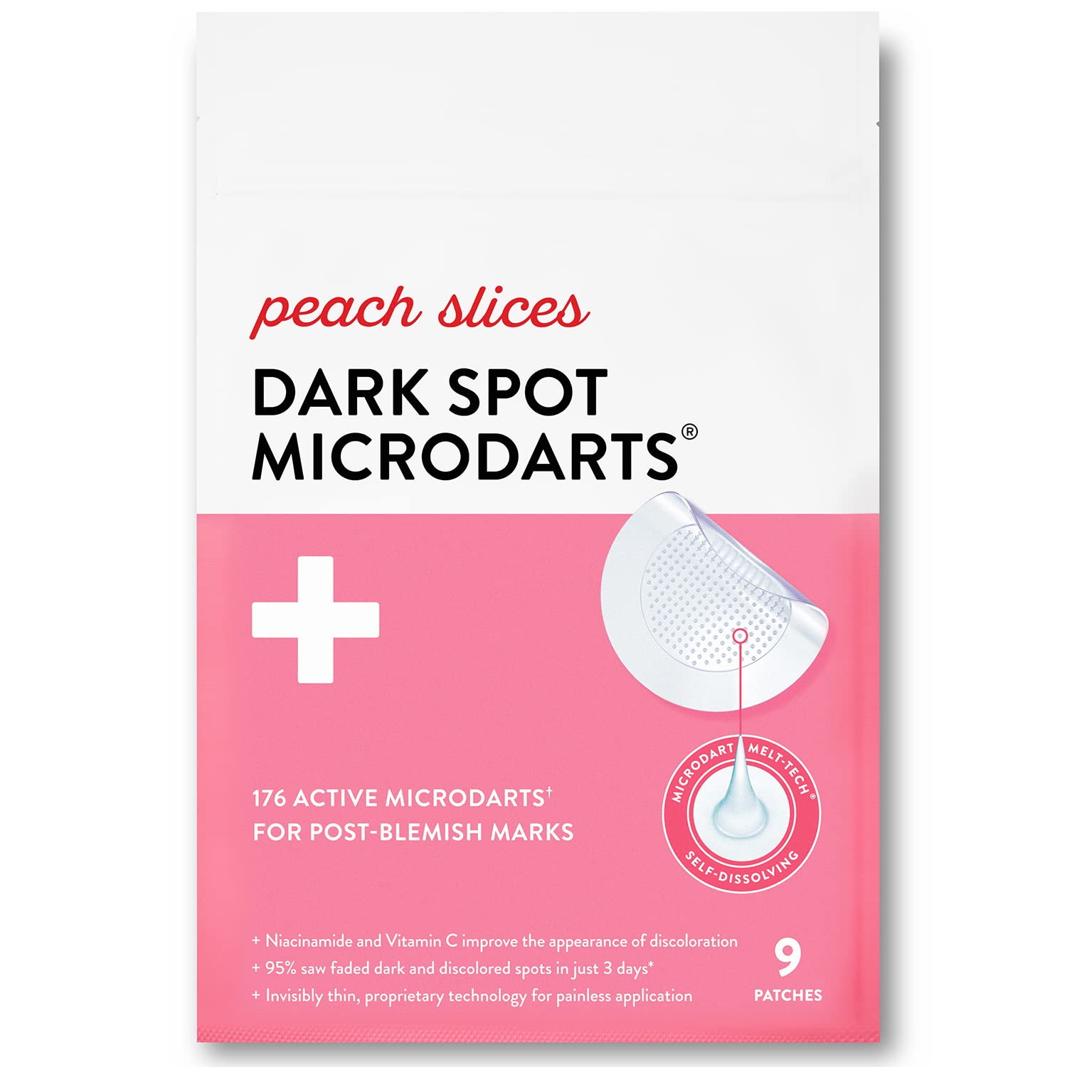 Peach Slices Dark Spot Microdarts | For Dark Spots, Post-Blemish Redness | Self-Dissolving | Niacinamide, Vitamin C, Hyaluronic Acid, And Cica | Vegan | Cruelty Free | 9 Patches