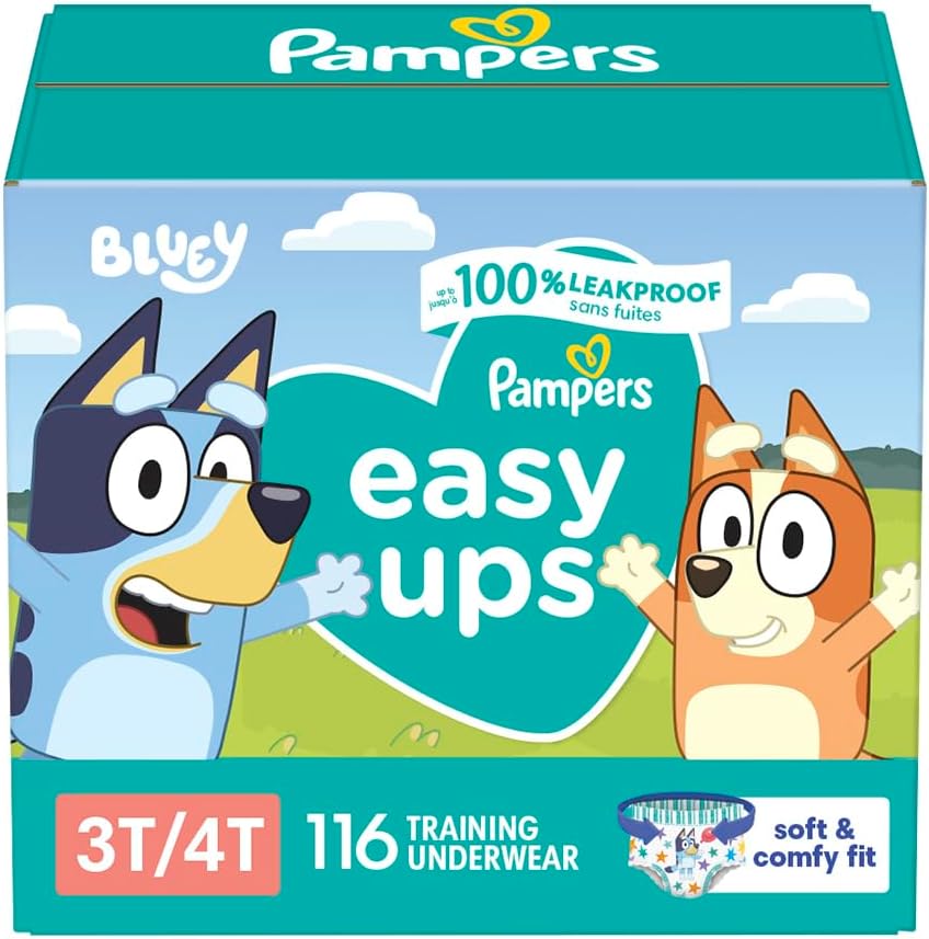 Pampers Easy Ups Boys & Girls Bluey Potty Training Pants - Size 3T-4T, 116 Count, Training Underwear (Packaging May Vary)