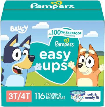 Pampers Easy Ups Boys & Girls Bluey Potty Training Pants - Size 3T-4T, 116 Count, Training Underwear (Packaging May Vary)