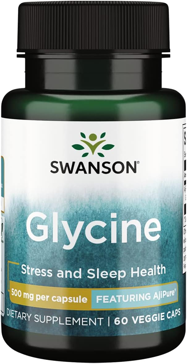 Swanson Amino Acid Ajipure Glycine Pharmaceutical Grade 500 Milligrams 60 Veg Capsules