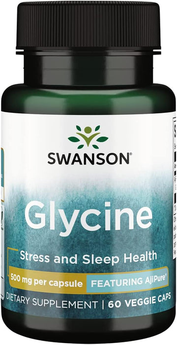 Swanson Amino Acid Ajipure Glycine Pharmaceutical Grade 500 Milligrams 60 Veg Capsules