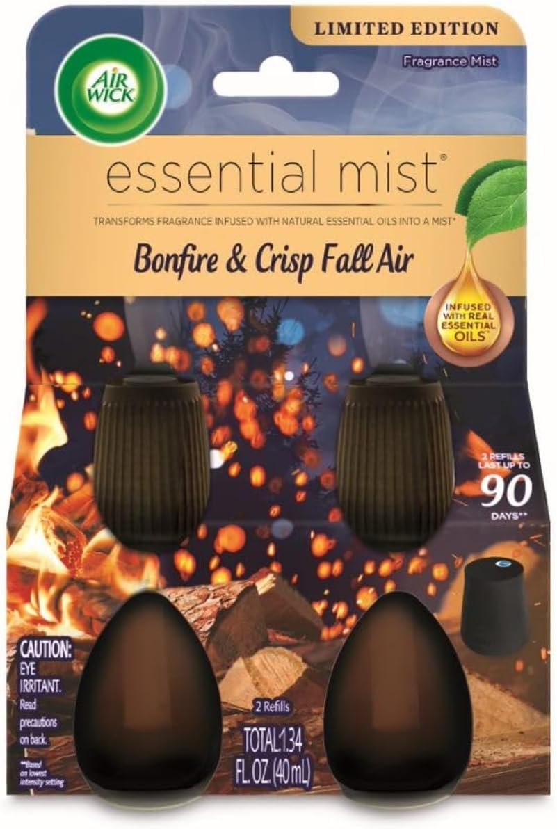 Air Wick Essential Mist – Twin Refill Bonfire & Crisp Fall Air, 2 Refills