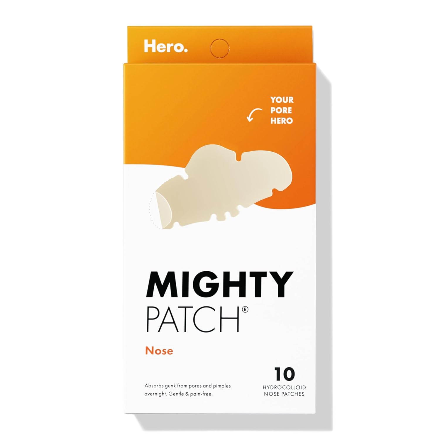 Mighty Patches For Nose Pores From Hero Cosmetics - Xl Hydrocolloid Pimples, Zits And Oil - Dermatologist-Approved Overnight Pore Strips To Absorb Acne Nose Gunk (10 Count)