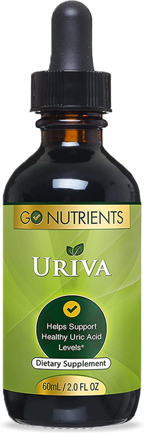 Go Nutrients Uriva Advanced Uric Acid Flush Cleanse with Tart Cherry Extract Celery Seed Extract Turmeric & More High Absorption Liquid Drops Supplement for Joints and Kidney 2.0 oz. | 48 Servings