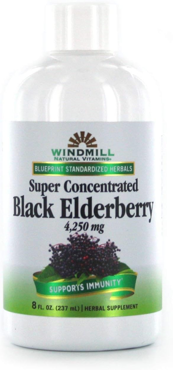 Windmill Natural Vitamins Super Concentrated Black Elderberry, Supports Immune System, Rich in Antioxidants, 8 Fl Oz