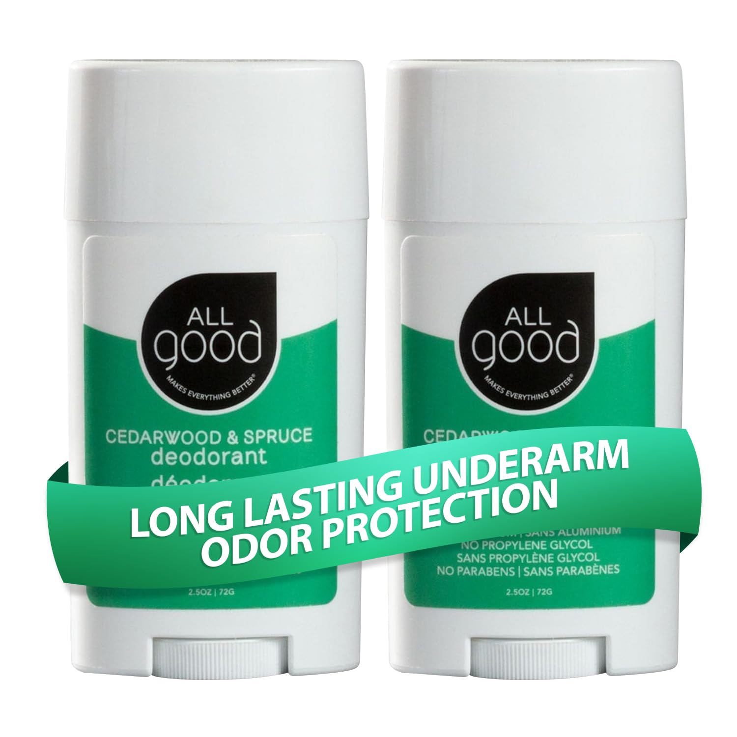 All Good Aluminum Free Deodorant Stick - Natural Deodorant W/Shea Butter & Aloe Vera, Bio-Active Formula, Vegan, Underarm Odor Protection For Men & Women (Rose Geranium & Jasmine)
