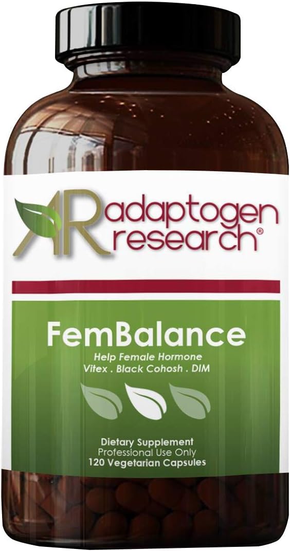 Fembalance | Help Female Hormone Vitex + Black Cohosh + Dim + Green Tea + Vitamins B6 & Folate & B12 | 120 Vegetarian Capsules | Adaptogen Research