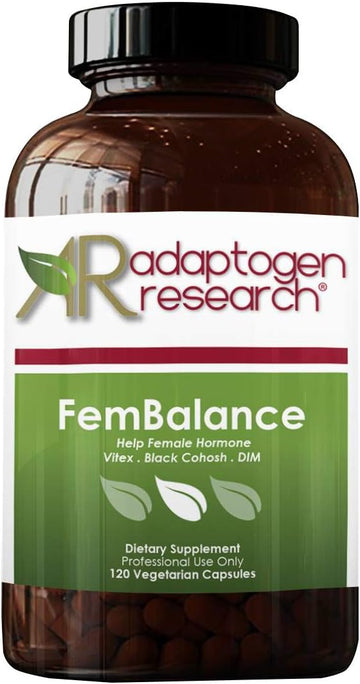 Fembalance | Help Female Hormone Vitex + Black Cohosh + Dim + Green Tea + Vitamins B6 & Folate & B12 | 120 Vegetarian Capsules | Adaptogen Research