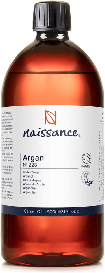 Naissance Argan Oil (no. 228) 900ml - Natural Growth Hair Mask, Anti-Ageing, Antioxidant, Vegan, Growth, Hexane Free, No GMO - Moisturiser & Conditioner for Face, Skin, Beard Cuticles & Hands