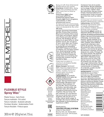 Paul Mitchell Spray Wax, Pliable Texture, Satin Finish, For All Hair Types Especially Fine to Medium, 7.5 oz. : Beauty & Personal Care