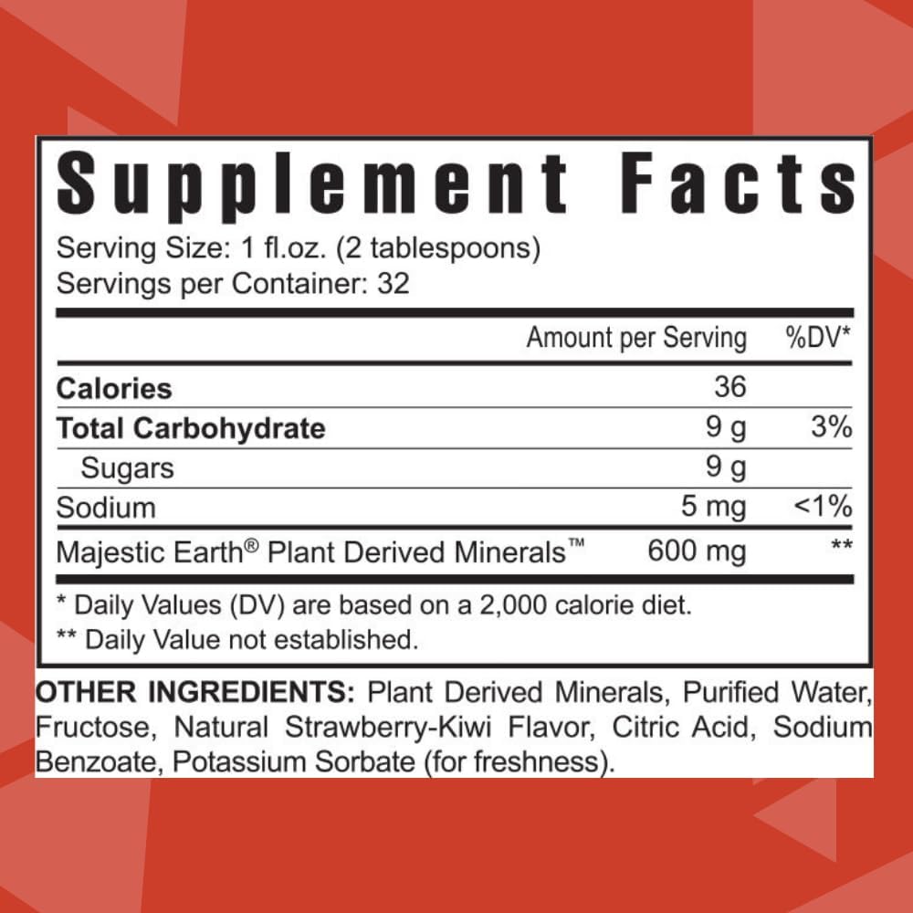 Youngevity Strawberry Kiwi-Mins Plant Derived Multi-Mineral Complex - Made From Humic Shale - Liquid Colloidal Form - Kid Friendly Taste - (32Oz)