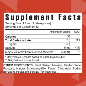 Youngevity Strawberry Kiwi-Mins Plant Derived Multi-Mineral Complex - Made From Humic Shale - Liquid Colloidal Form - Kid Friendly Taste - (32Oz)