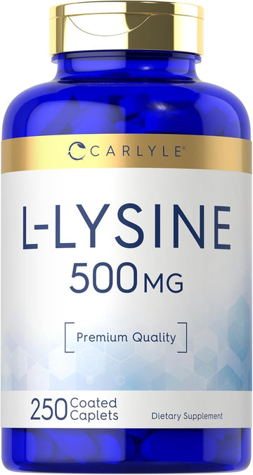 Carlyle L-Lysine 500 Mg | 250 Caplet Capsules | Amino Acid Supplement | Vegetarian, Non-Gmo & Gluten Free