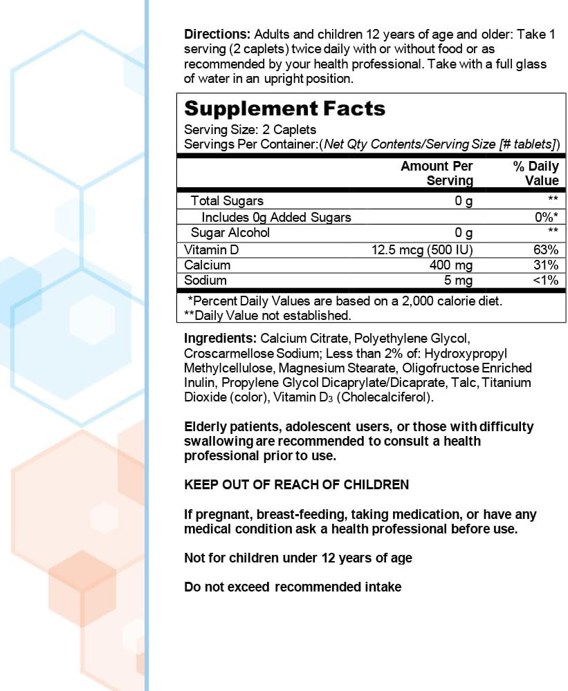 Citracal Petites, 400 Mg Calcium Citrate, Easily Absorbed And Highly Soluble With 12.5 Mcg (500 Iu) Vitamin D3, Bone Health Support For Ages 12+, Smaller And Easier To Swallow Caplets, 375 Count : Health & Household