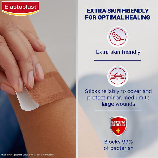 Elastoplast Sensitive Hypoallergenic Plasters Medium (20 Pieces), Everyday Wound Care For Painless Removal, Soft And Breathable Fabric, Strong Adhesive, Medium Skin Tone, For Sensitive Skin
