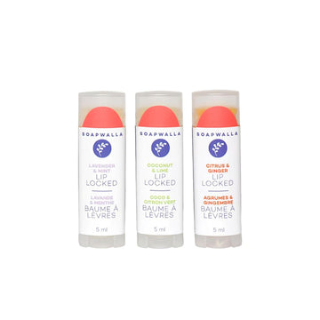 Lip Locked Organic Lip Balm Trio | Vegan, Cruelty-Free, Clean Skincare (3 Pack, 0.17 Oz | 5 Ml)