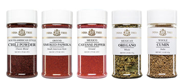 India Tree Southwest Spice Gift Pack - Chili Powder, Smoked Paprika, Cayenne Pepper, Oregano, And Cumin - 7.1 Ounces Total