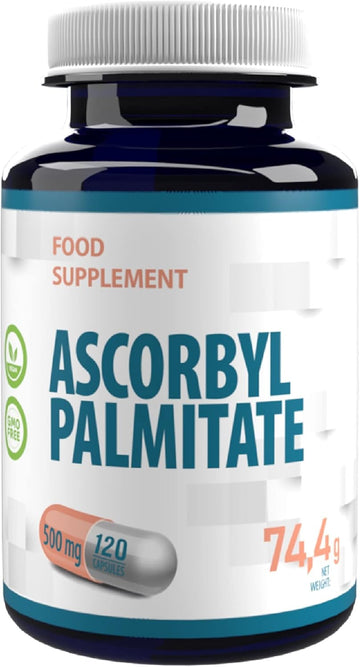 Ascorbyl Palmitate 500mg 120 Vegan Capsules, 3rd Party Lab Tested, High Strength Supplement, No Fillers or Bulkers, Gluten and GMO Free