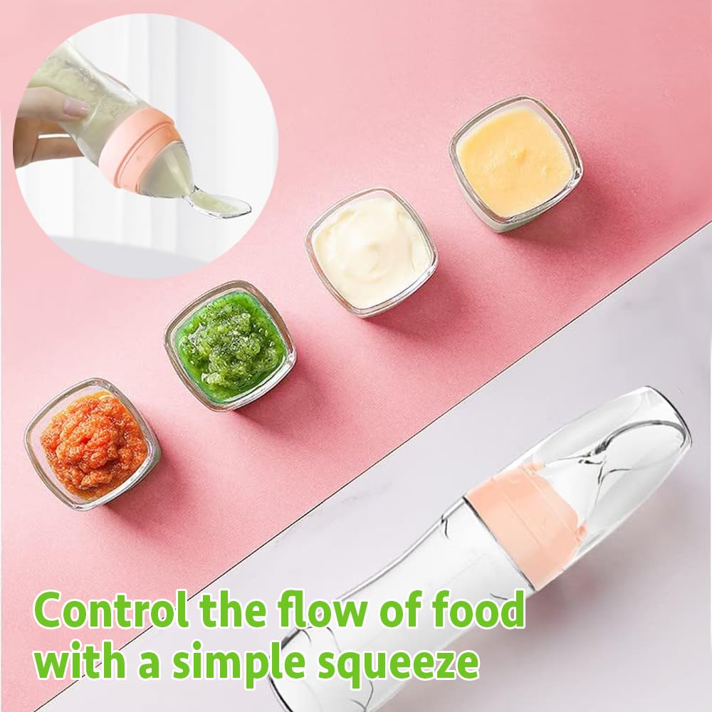 Haakaa Silicone Baby Food Dispensing Spoon Feeder 4oz - Infant Squeeze Cereal Feeder, Baby Fresh Food Feeder, Feed Bottle for Puree, Solid Baby Food, BPA Free, 4m+ Babies – Grey : Baby